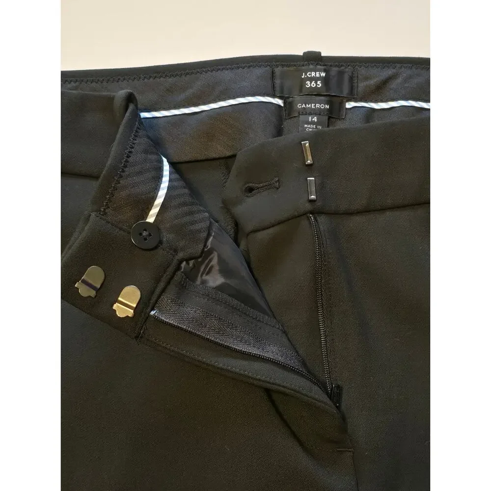 J Crew 365 Cameron Pants Womens Size 14 Black High Rise Office Career Classic